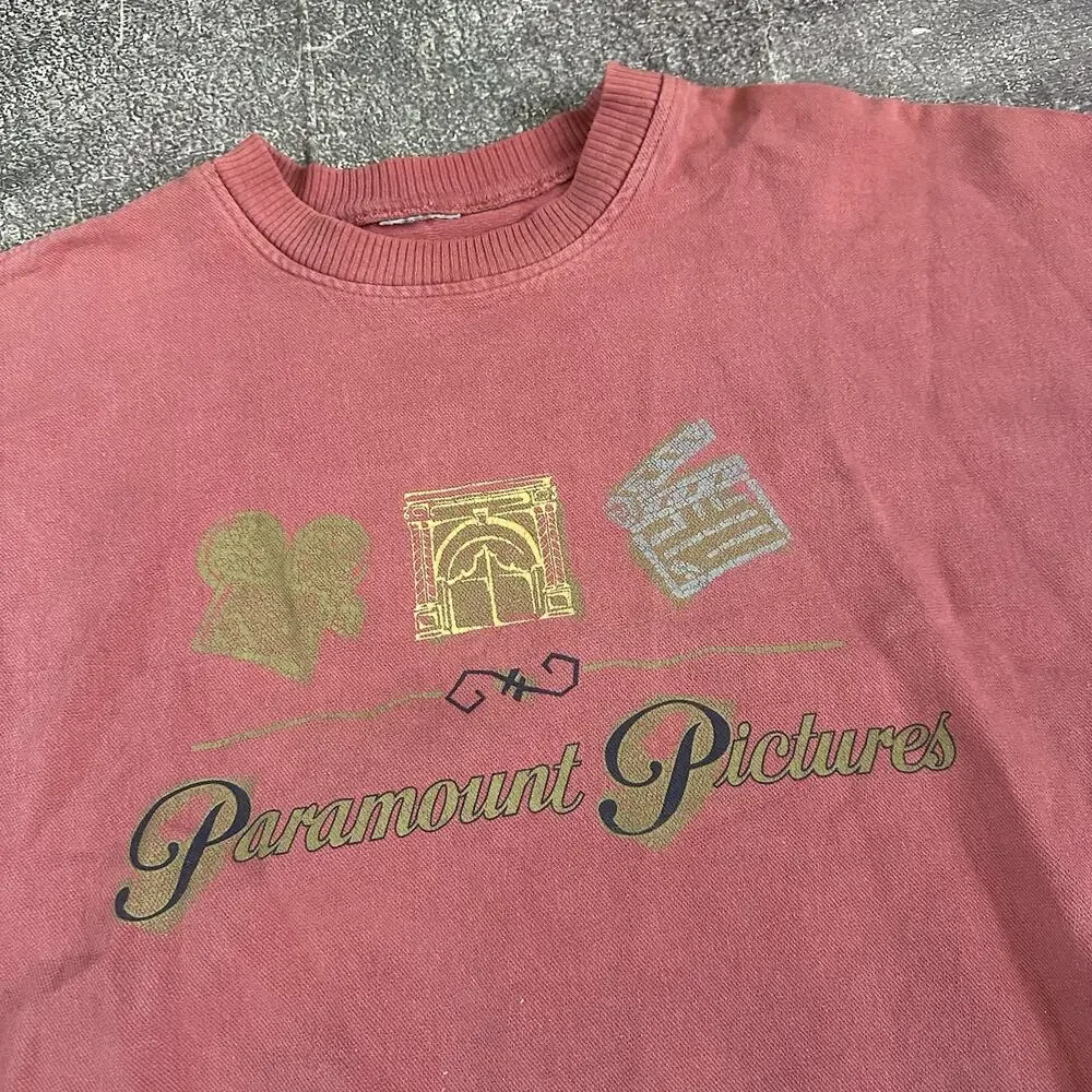 Mens Vintage 90s Paramount Pictures Pastel Pink Promo Crewneck Sweatshirt Sz 2XL - Picture 3 of 4